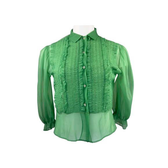 Vintage 1950's Sheer Green Blouse - Picture 1 of 2